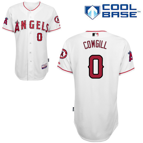 Collin Cowgill #0 MLB Jersey-Los Angeles Angels of Anaheim Men's Authentic Home White Cool Base Baseball Jersey